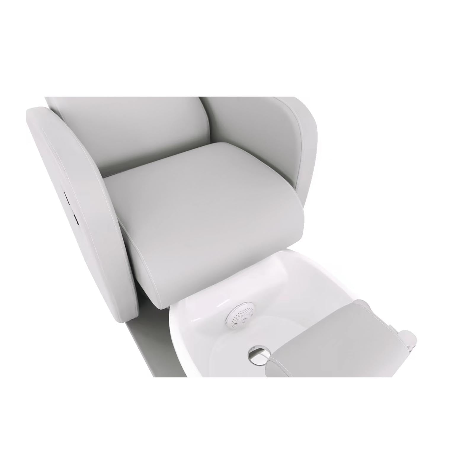 physa wellness & lifestyle Havana Fußpflegestuhl elektrisch mit Fußwanne 105 W 200 kg grau Rückenlehne neigbar: 105-140° eingebaute Ablasshahn Brause Kosmetikliege Pedikürestuhl Stuhl für Fußpflege
