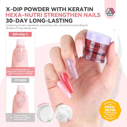 SAVILAND Dip Powder Nail Kit with Drill: 20 Colors All Season Nude Pink Keratin Dip Nails Powder Starter Kit with Dip Base Activator Top Coat Brush Saver for French Nail Art Manicure Home DIY