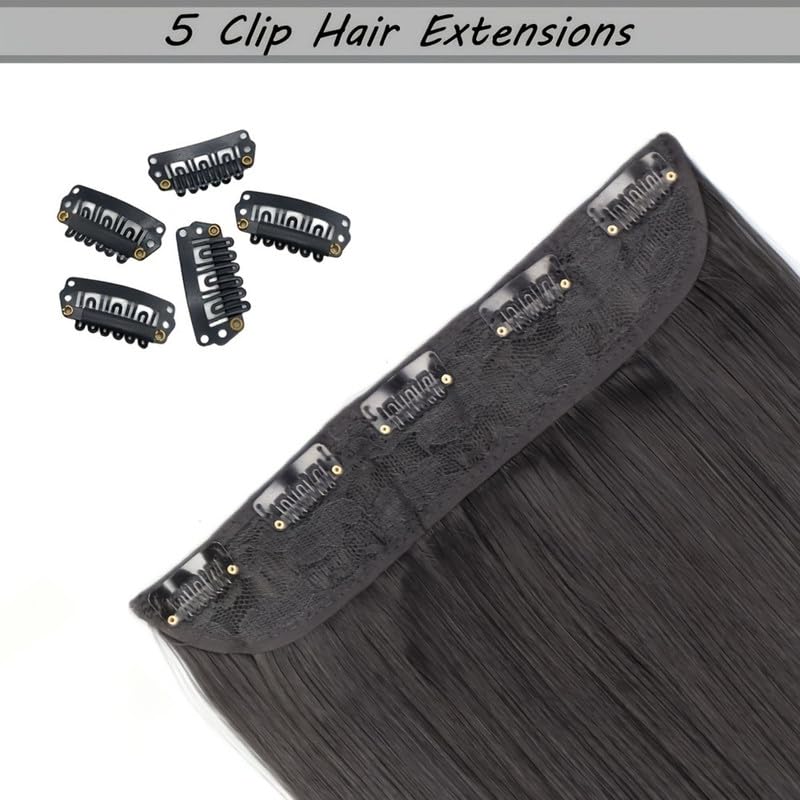 Image of 24 inch Heat Resistant Clip In Synthetic Straight Hair Extensions - Synthetic Hair Extension /Ponytail Long Braided Ponytail With Elastic Hair Ties Synthetic Hair Extensions (Style 4)