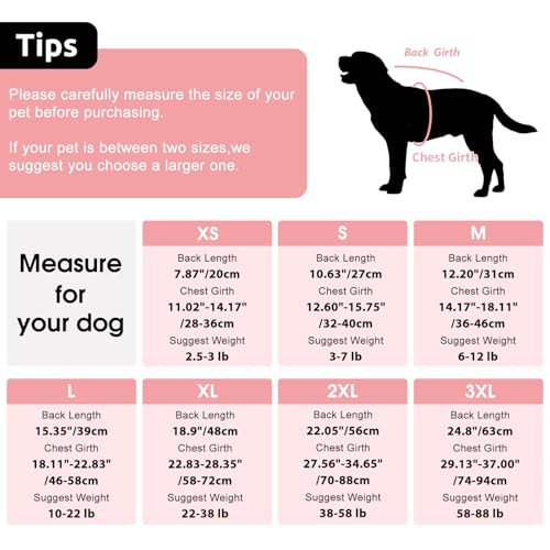 Image of SAWMONG Dog Recovery Suit, Recovery Suit for Dogs After Surgery, Dog Spay Surgical Suit for Female Dogs, Dog Onesie Bodysuit for Surgery Male Substitute E-Collar Cone, Pink, XX-Large