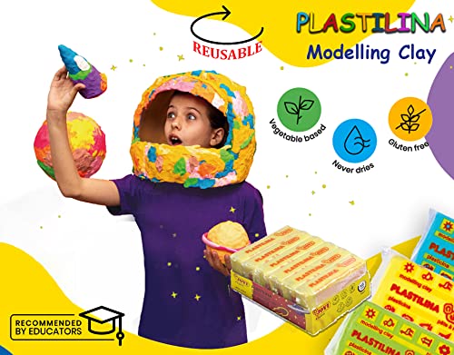 Image of Jovi Plastilina Yellow Non-Drying Modelling Clay for Art & Craft Pack of 6 Bars - 50gms Each Non-Toxic Gluten Free Fine Motor Skills, Moulding, Pottery Sculpting Project Work with Dough