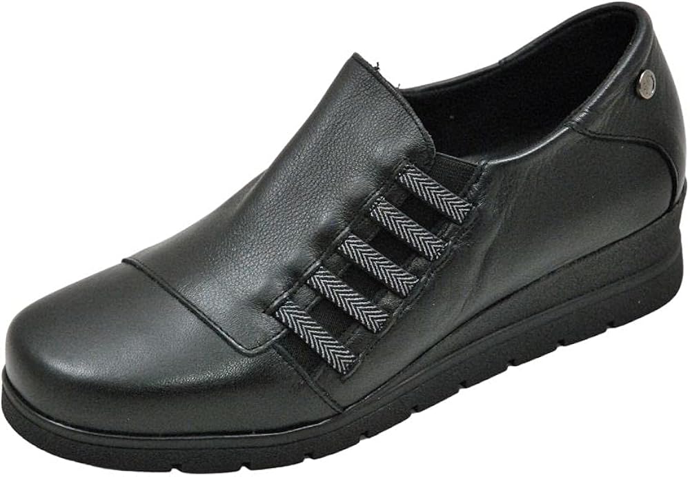 Valeria's 7503 Zapato para Plantillas Ortopédicas Piel Mujer Negro Cuero Talla: 38