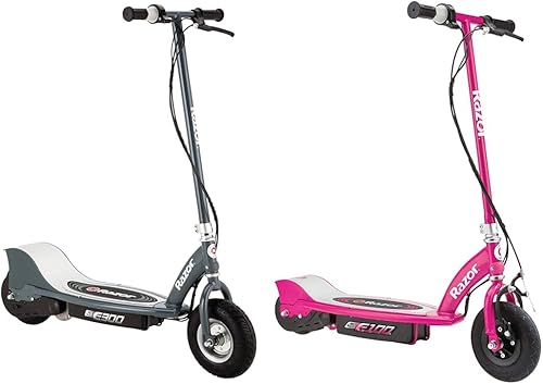 Razor 13113614 E300 - Patinete eléctrico - Gris mate de 41 x 17 x 42 pulgadas y scooter eléctrico E100 para niños de 8 años en adelante, neumático