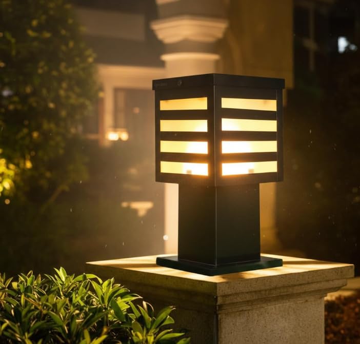 Outdoor Gate Light for Home & Garden Lamp – Waterproof (4, GL18) | Waterproof & Rustproof, LED & CFL Compatible, Solar Powered, Clear Lantern Design, Outdoor Lighting-image-39
