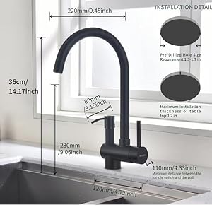 Trysea Kitchen Faucet with Soap Dispenser for One Mounting Hole,Stainless Steel Kitchen Sink Faucets,Single Handle Rv Matt Black Faucets 360Rotatable
