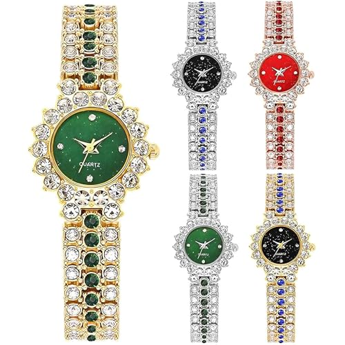 Montre à quartz strass femme lot de 5 bijoux analogiques chics cadran brillant