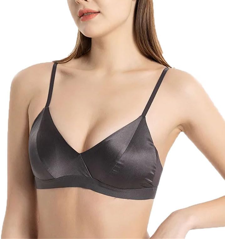 Women's Silk French Cup Satin Bra Thin Comfortable and Breathable Underwear