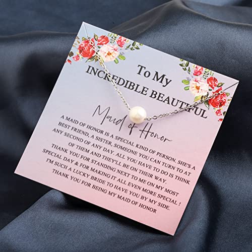 BEKECH Maid of Honor Necklace Pear Pendant Necklace Maid of Honor Gifts from the Bride Sister for Wedding Proposal Necklace4