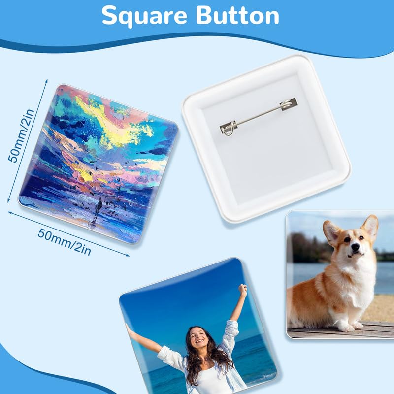 Fyearfly Quadratische Button-Maschine 50x50mm mit 100 Sets Zubehör für Abzeichenherstellung
