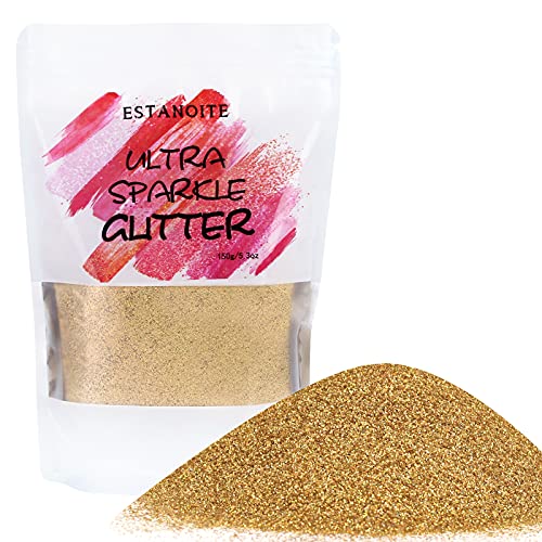 Holographic Fine Glitter 150g Multipurpose Gold Extra Fine Craft Glitter for Resin Arts and Crafts Body Nail Art Eye Face Hair Holographic Glitter for Epoxy Tumbler Slime Making (Gold)