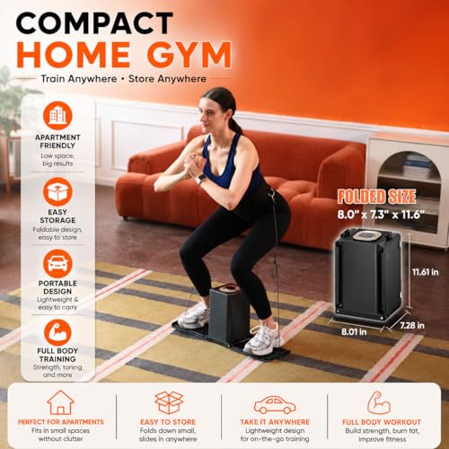 Image of SR3 PRO Smart Home Gym Equipment, Foldable Home Gym for Small Spaces, Portable Full Body Workout Machine with Up to 180lbs Dynamic Resistance