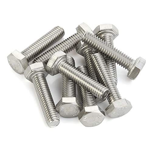 Image of Mellewell M6 x 20mm Hex Head Screw Bolts, Fully Threaded, Stainless Steel 18-8, Plain Finish, Quantity 25