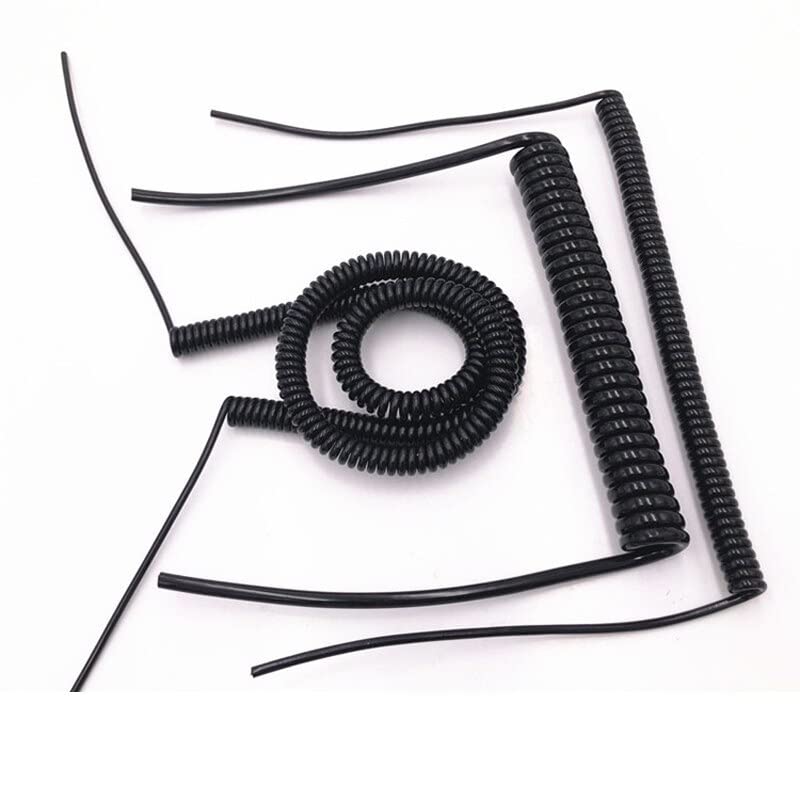 Cable, cable, 1 pieza de cable telescópico de resorte de 6 núcleos, cable en espiral de 0,2 milímetros cuadrados, 24 AWG, 2,5 m/5 m/7,5 m, cable de alimentación de color negro, cable de alambre expand