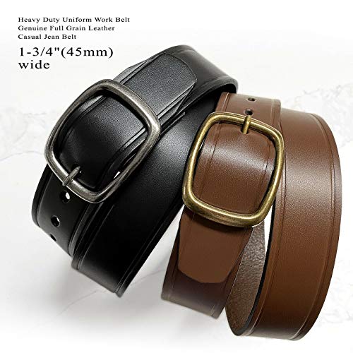 BS1303 Heavy Duty Uniform Work Belt Genuine Full Grain Leather Casual Jean Belt 1-3/4"(45mm) wide2