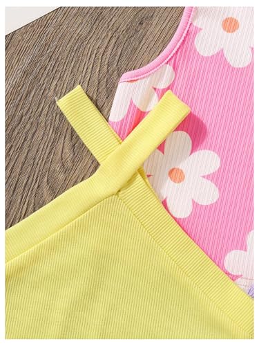 Image of OYOANGLE Toddler Girl's 4 Pack Ribbed Knit Crop Tank Tops Set One Shoulder Summer Camisole