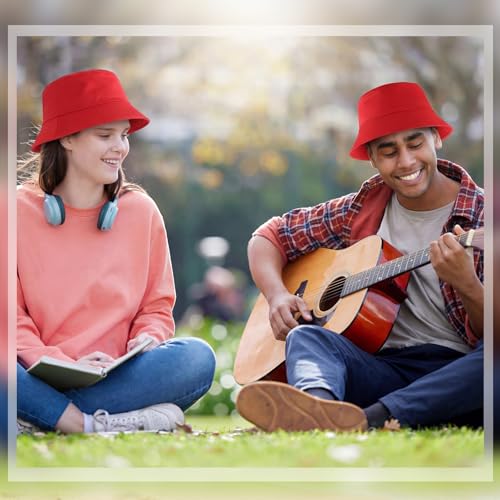 Image of 36 /24 /12 Pcs Bucket Hats for Men Women Bulk Cotton Fishing Cap UV Protection Beach Foldable Solid Color Sun Cap