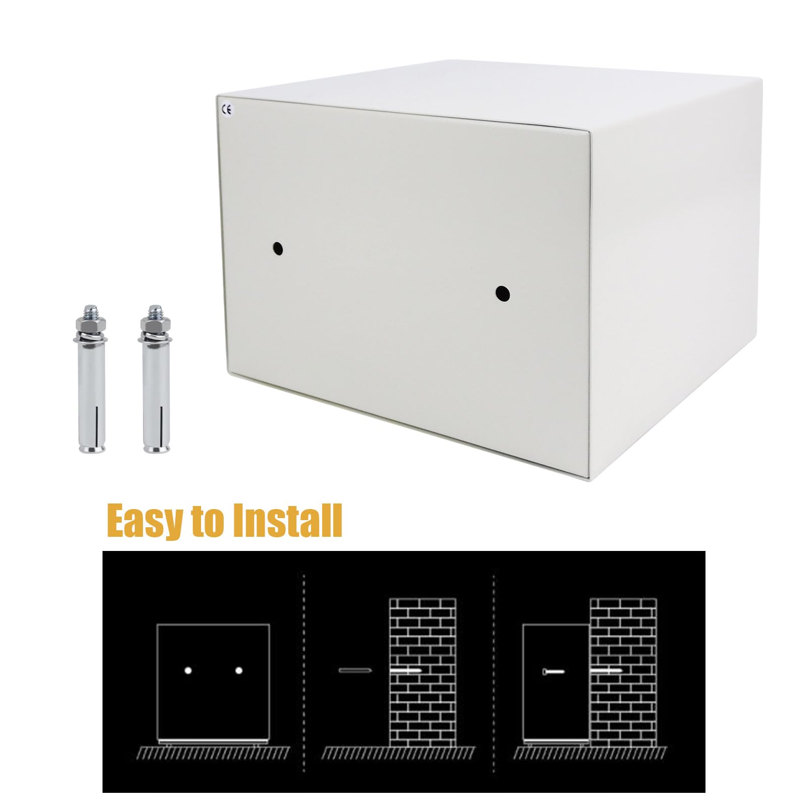 Sejf, 16 Litrów, Cyfrowy Sejf Larsecurity, Stalowa Obudowa, 9,8 X 13,8 X 9,8 Cala, Sejf Domowy Na Gotówkę, Z Ryglami, Zapasowymi Kluczami, Czarny, 4,6 L,White-4.6L