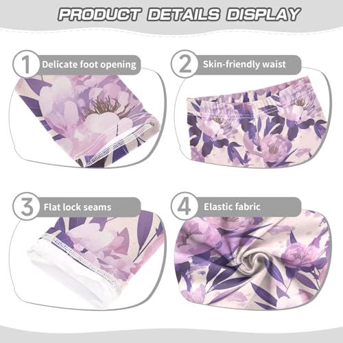 KLL Peonies Lilac Watercolor Ongrey Pink Toddler Girls Leggings Comfortable Full Length Lounge Pants Exercise3