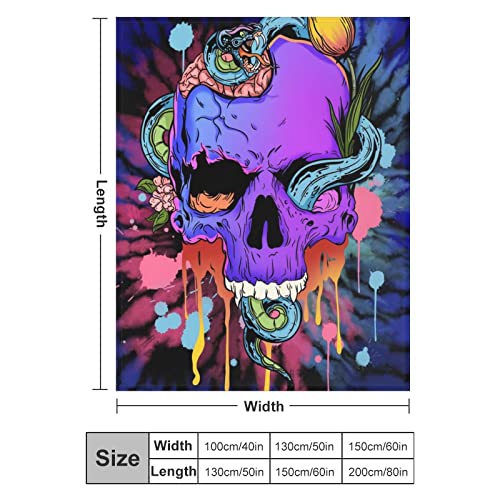 Joyunice Skull And Snake Blanket And Throws Women Gifts Plush Soft Warm Flannel Couch Sofa Bed 60"X50" Queen Size #TOP4