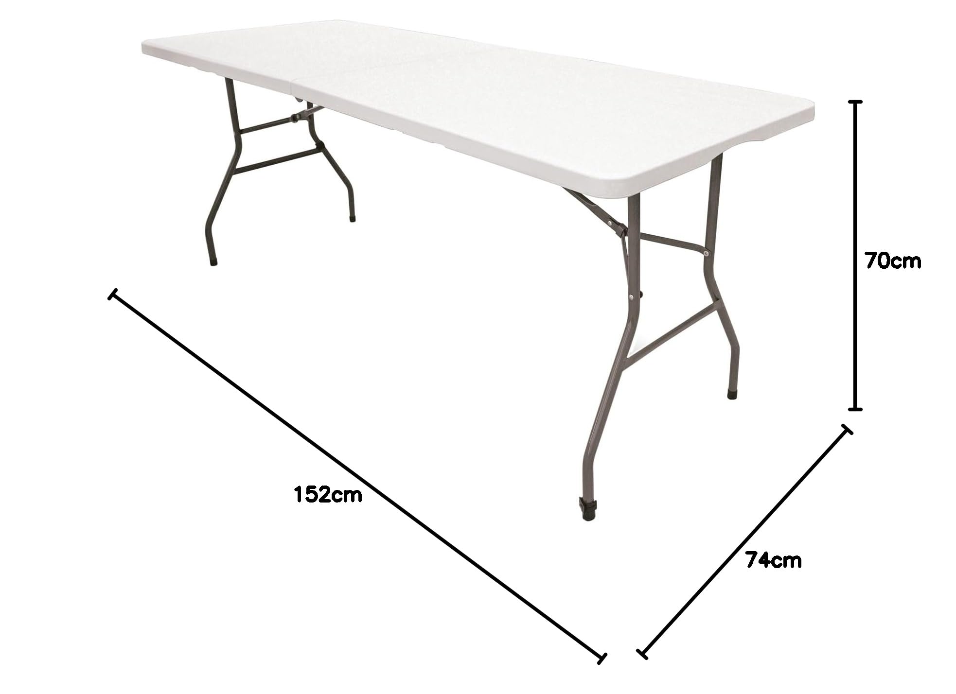 The Homeweeks Mesa Plegable Solid 152cm Portátil | Normativa Uso Público Interior/Exterior | EN 581-1/3 | Tablero Resina HDPE 3,5cm | Capacidad 6 Personas y Carga 150 kg | Multiusos