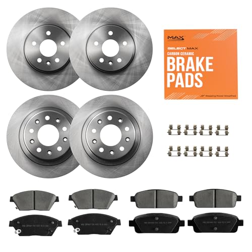Image of Max Advanced Brakes Front & Rear Brake Kit Compatible With 2013-2015 2016 2017 Chevy Trax Compatible With Buick Encore Replacement Premium OE Disc Brake Rotors and Ceramic Brake Pads