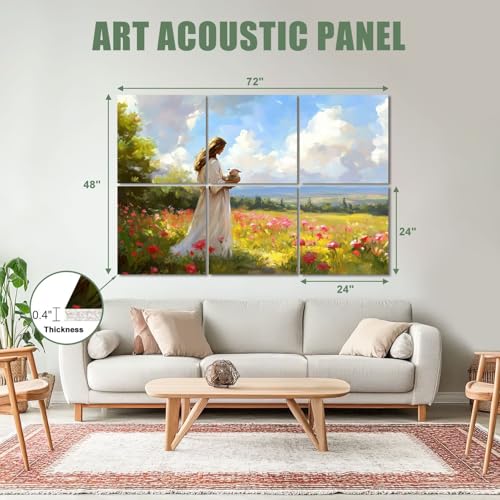 Paquete de 6 paneles acústicos decorativos VVLUXIDECO, 72"x48", fibra de poliéster, autoadhesivos, para estudio grabación y oficina miniatura 2