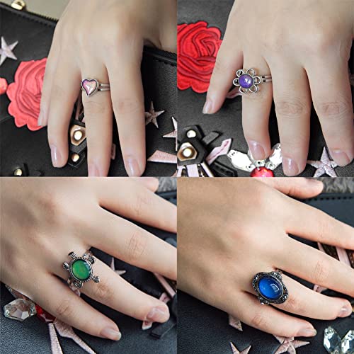 16 Pieces Mood Rings Turtle Eye Panda Elephant Butterfly Lion Change Color Emotion Feeling Finger Ring3