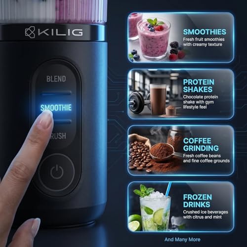 Image of Kilig Vortex Blitz Portable Blender, Sip-Ready Jar Design, 470ml BPA-Free Jar, USB-C Rechargeable, 3 Modes (Blend, Smoothie, Crush), 6 Blade system