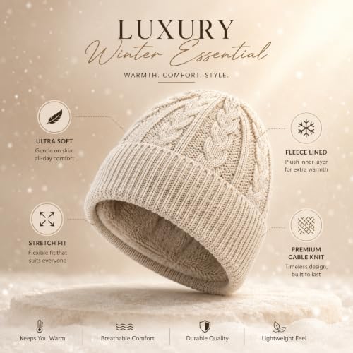 Image of Winter Cap for Men & Women Stylish, Beanie Cap, Woolen Cap for Man & Woman with Fur Inside, Round Shaped