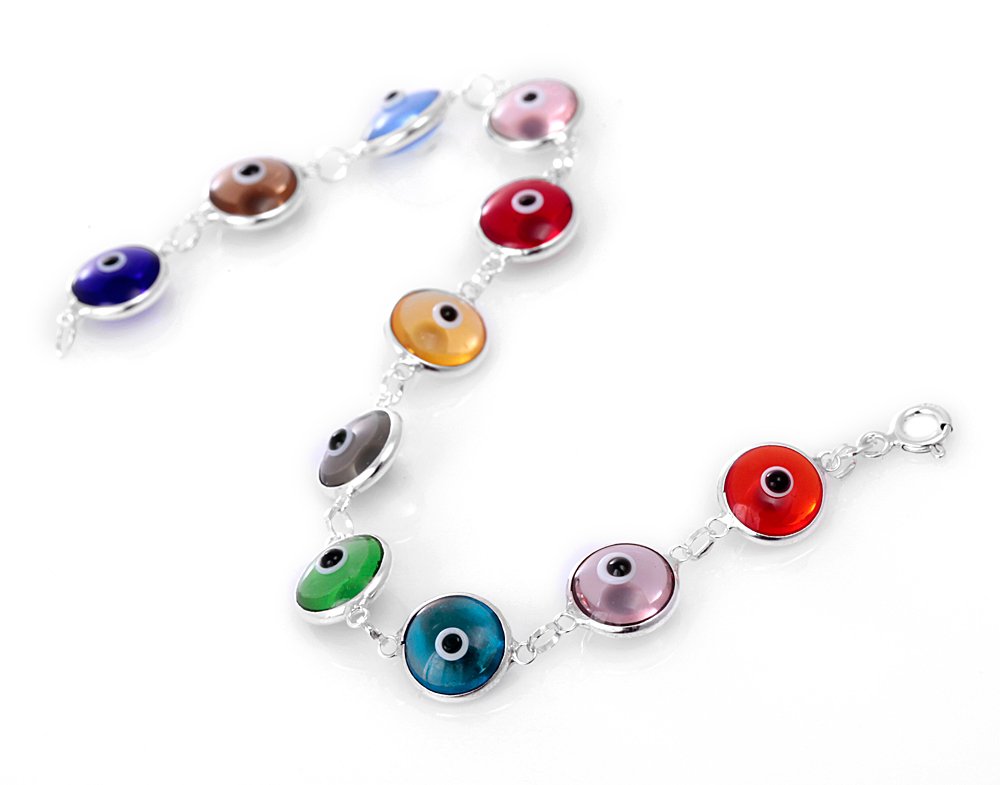 Evil Eye Store Hamsa Kabbalah Multi Colored Greek Glass Beads Evil Eye Bracelet