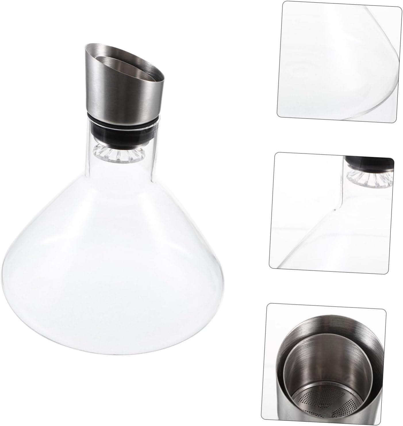 BESTYASH Fast Aeration Glass Decanter with Large Opening Liquor Divider and Pourer Wine Enhancer for Quick Mellow Flavor Simple Whisky Decanter