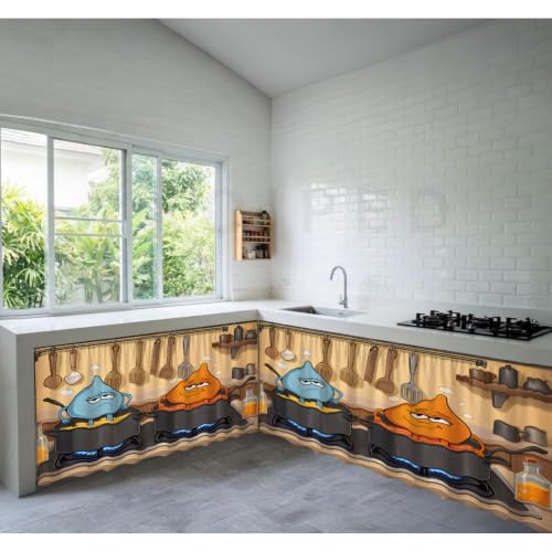 Image of Premium Printed Kitchen Sink Curtain | Washable & Dustproof Rod Pocket Counter Skirt | Perfect for Any Sink,Counter | Multicolor Cooking Theme for Home & Kitchen (150cm X 70cm) (2, Golu Molu)