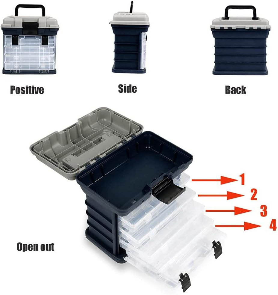 Portable 4-layer Big Fishing Tackle Box Plastic Handle Fishing Box Fishing Box Tools Fishing Accessories