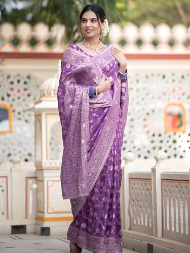 Image of Yashika Women's Pure Kanjivaram Silk Saree Soft Banarasi Style Wedding With Blouse Piece | Saree For Women | New Sari
