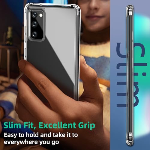 Image of ONES for Samsung Galaxy S20 FE 5G /4G Ultra Slim Case Clear, PC + TPU Hybrid, Military-Grade Drop Guard, Anti-Yellowing, Anti-Slip, Shockproof Silicone Hard Cover, Scratch Resistant, Transparent