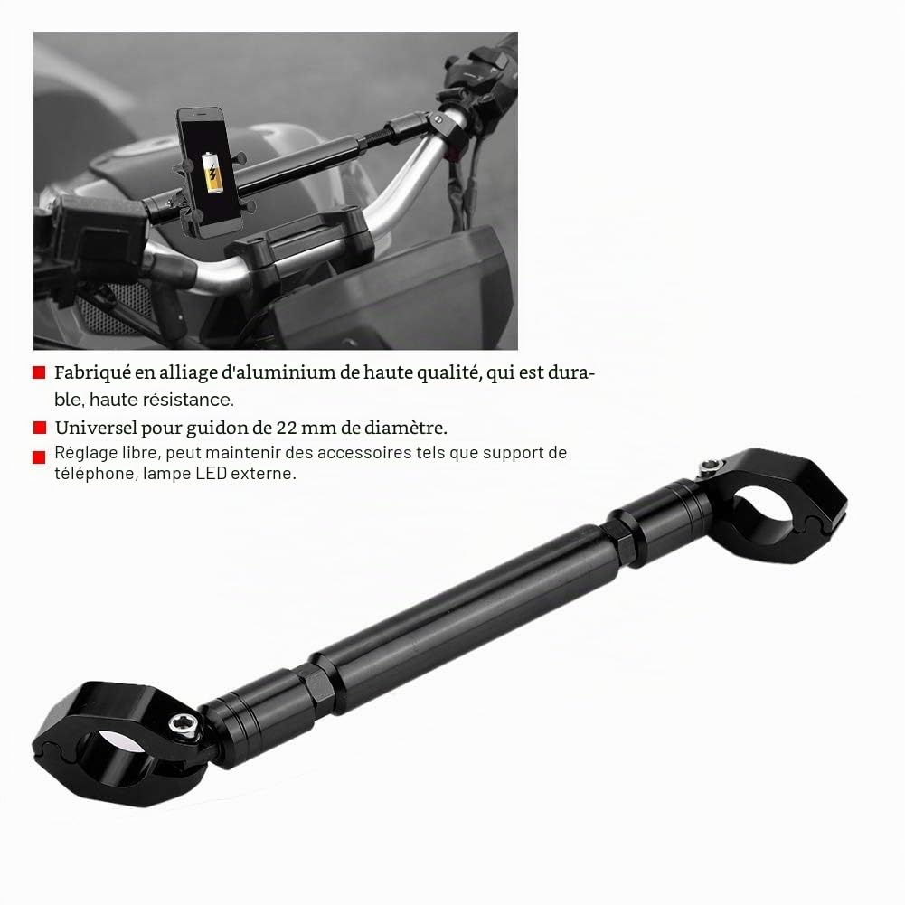 Barre d'équilibre moto 22mm en alliage aluminium noir, guidon équilibre barre transversale accessoire moto