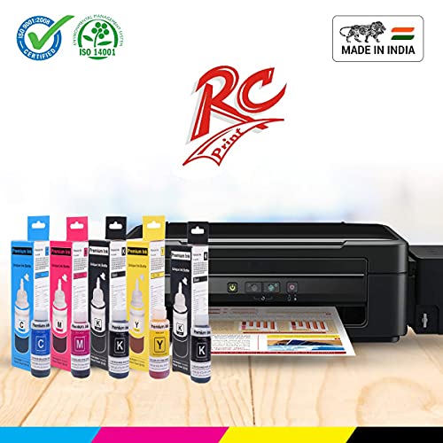 Image of RC PRINT Refill Ink for Ep Son T664 Compatible Eco Tank L1300,L310,L361,L380,L405,L565,L365,L485,L220,L360,L130 (4 Color +1 Black)