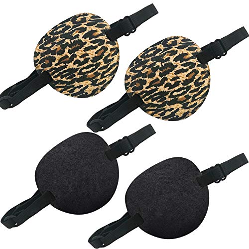 4PCS Eye Patches for Kids Adults, Comfortable Lazy Eye Patches, Adjustable Single Eye Patch Pirate Eye Patch for Amblyopia Strabismus, 2 Colors