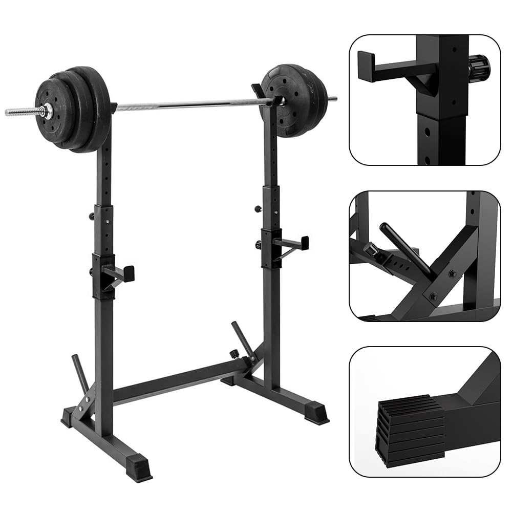Rack Squat Réglable, Réglable en Hauteur (80-150 cm), Multifonction Haltère Rack, Repose Barre Musculation Support, Charge Max. 200 kg (Ne Pas inclure Barbell)