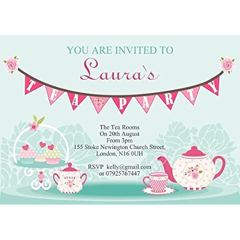 10 x invitaciones personalizadas para fiesta de té de la tarde cumpleaños aniversario Cover