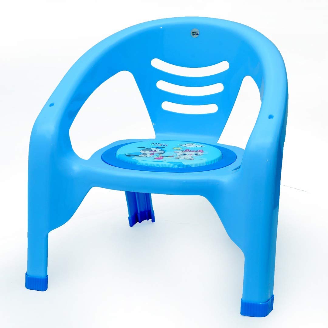 Nabhya Small Baby Chair with Safety Tray and Soft Cushion with Baby Whistle Sound-Random Color (Blue)