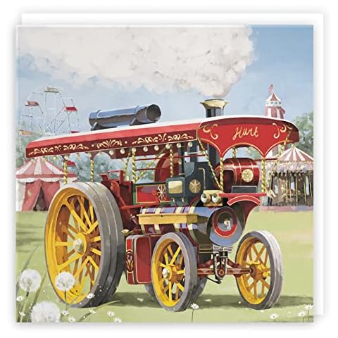 Hunts England - Vintage Traction Engine Blank Card - Steam Tractor - Milo's Gallery - Any Occasion Card - Father's Day Card Cover