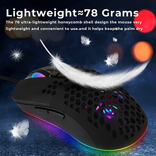 Image of USB C Mouse,Lightweight Gaming Type C up to 7200 DPI,Wired Mouse for MacBook Pro Chromebook Laptop PC and More USB Type C Devices (Black)