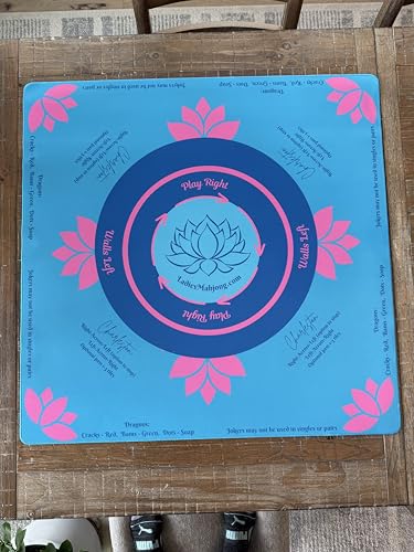 Tapete de Juego Mahjong para Damas con Diseño Lotus Azul y Rosa miniatura 2
