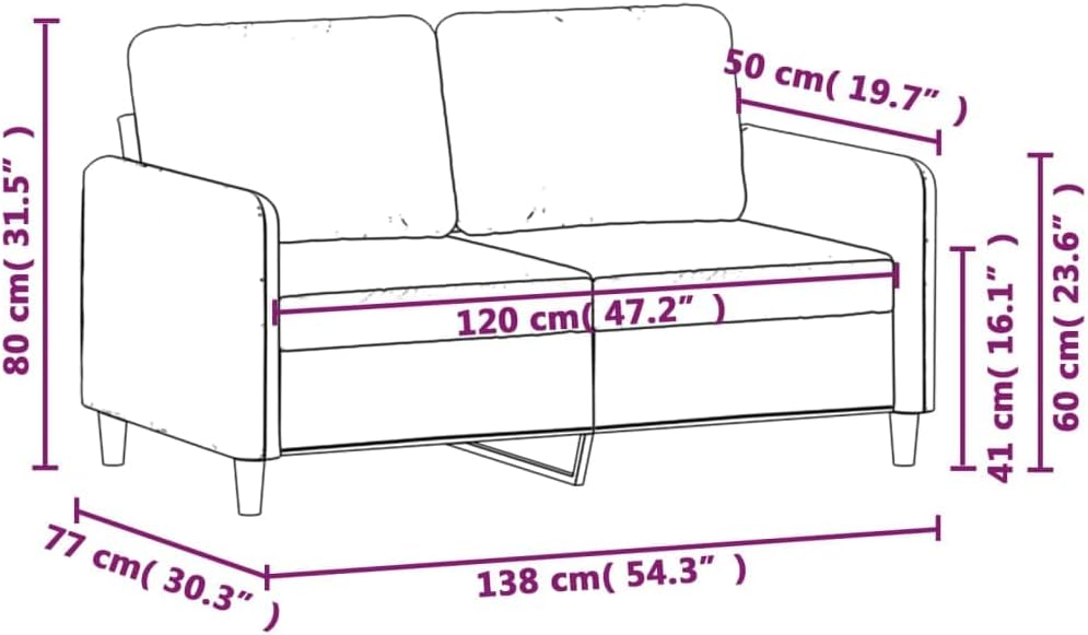 2-Seater Sofa Dark Green Velvet (100% Polyester) 2-Seater Living Room Furniture