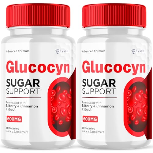 (2 Pack) Glucocyn Capsules Official Glucocyn Glycogen Supplement Pills with All Natural Ingredients Advanced Formula Support Pills with Max Strength Premium Vitamins for Women and Men (120 Capsules)