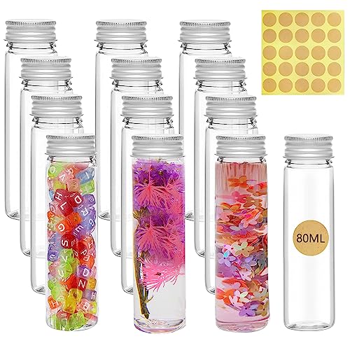GZGXKJ 12 Pcs Bouteille Sensorielle Transparent Tubes à Essai Bouteille Vide avec Bouchons à Visser Tubes à essai en Plastique pour Fleurs Bonbons Les...