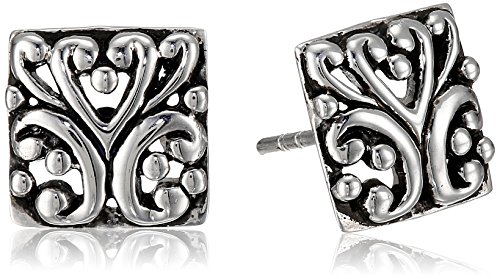 Barse Sterling Silver Ornate Scroll Post Stud Earrings