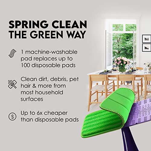 Turbo Mops Reusable Floor Mop Pads - 2 Pack Swiffer Wet Jet Compatible Refills - Machine Washable, 12-Inch Microfiber Mop Swiffer Wet Pads - Eco-Friendly Household Cleaning Supplies #TOP1