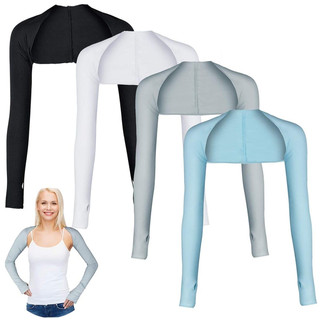 Monetais Cooling Shawl Arm Sleeves Sun Protection For Women Men With Finger Hole For Golfing, Driving, Riding, Fishing 4 Pairs